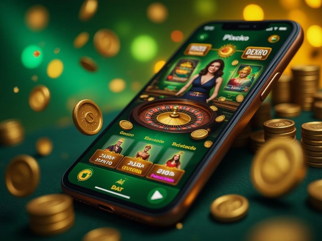 Banner de cassino online da Pixbet com slots populares, dealer ao vivo, elementos coloridos e tema brasileiro, com interface em português.