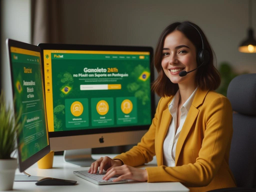 Banner do suporte da Pixbet com atendente brasileiro, chat ao vivo, opções de contato no site e app da Pixbet com atendimento 24h.